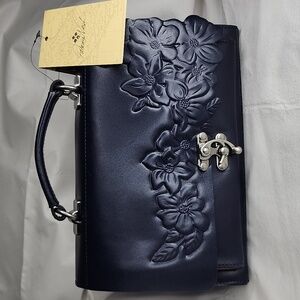 Patricia Nash Charonne Satchel Oceano Navy Blue Leather Purse NWT